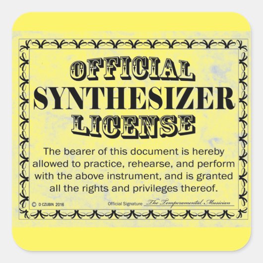 Sticker Carré de licence Synthesizer (Devant)