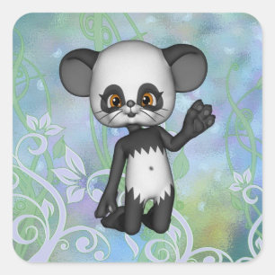 Sticker Carré de l'ours Cute Kawaii Panda