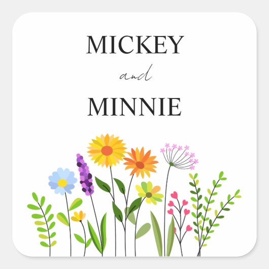 Sticker Carré de mariage à fleurs printanières (Devant)
