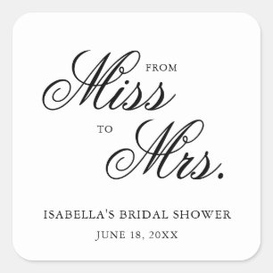 Sticker Carré De Miss à Mrs Élégante Calligraphie Enterrement de