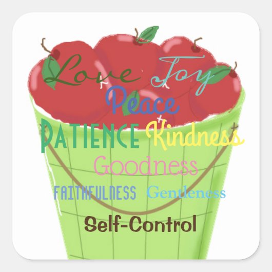 Sticker Carré de panier de fruits de l'esprit (Devant)