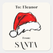 Sticker Carré De Père Noël Christmas Santa Hat Sketch (Devant)
