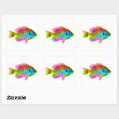 Sticker Carré de poisson coloré (Feuille)