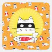 Sticker Carré de poisson de chat de rêve (Devant)