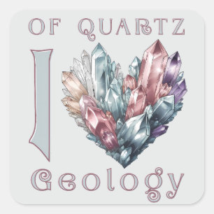 Sticker Carré De Quartz I Love Géologie - Quartz Coeur