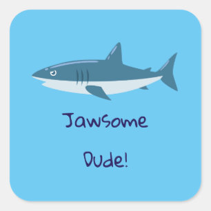Sticker Carré de requin Jawsome Dude