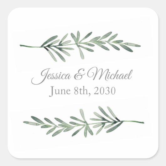 Sticker Carré de romarin aquarelle (Devant)