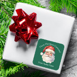 Sticker Carré De Santa Claus Custom Green Kids Christmas Cadeau<br><div class="desc">Customisez ces étiquettes de cadeaux nostalgiques du Père Noël vert avec votre propre texte personnalisé avec votre nom d'enfant en écriture blanche. Ce magnifique dessin à l'ancienne de Père Noël,  casquette rouge et barbe blanche,  est l'autocollant idéal pour vos cadeaux d'enfants sous l'arbre le jour de Noël.</div>