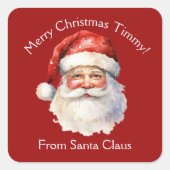 Sticker Carré De Santa Claus Custom Red Kids Christmas Cadeau (Devant)
