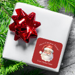 Sticker Carré De Santa Claus Custom Red Kids Christmas Cadeau<br><div class="desc">Customisez ces nostalgiques étiquettes de Noël avec votre propre texte personnalisé avec votre nom d'enfant en écriture blanche. Ce magnifique dessin à l'ancienne de Père Noël,  casquette rouge et barbe blanche,  est l'autocollant idéal pour vos cadeaux d'enfants sous l'arbre le jour de Noël.</div>