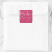 Sticker Carré De script moderne bold rose adresse de retour (Sac)