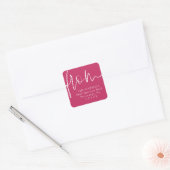 Sticker Carré De script moderne bold rose adresse de retour (Enveloppe)