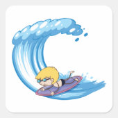 Sticker Carré de surf Boy Blue Wave (Devant)