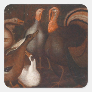 Sticker Carré de Turquie Canards PigeonThanksgivin