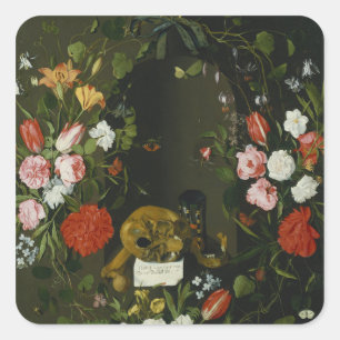 Sticker Carré De Vanitas toujours la vie avec des fleurs