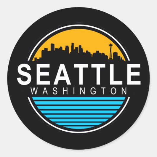 Sticker Carré de voyage Seattle Washington Skyline (Devant)