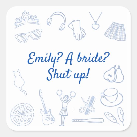 Sticker Carré Début 2000's Movie Princess Bachelorette Custom (Devant)