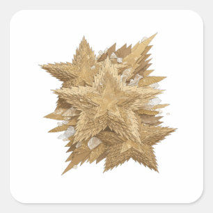 Sticker Carré Décalcomanie d'art étoiles dorées argentées joyeus