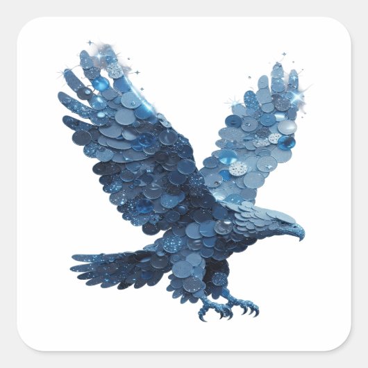 Sticker Carré Décalcomanie décolable WATER EAGLE argentée Design (Devant)