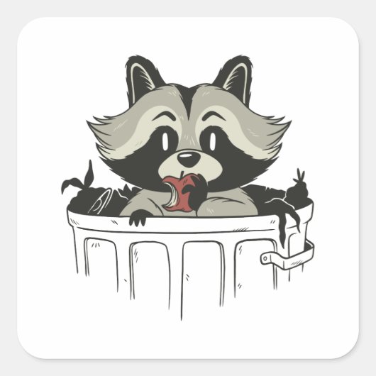 Sticker Carré déchet raccoon (Devant)