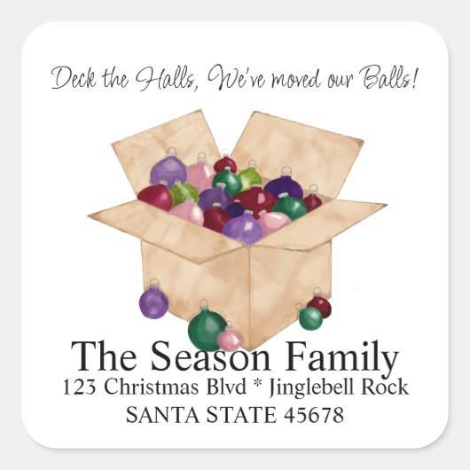 Sticker Carré Deck the halls, we've moved our ball Envelope seal (Devant)