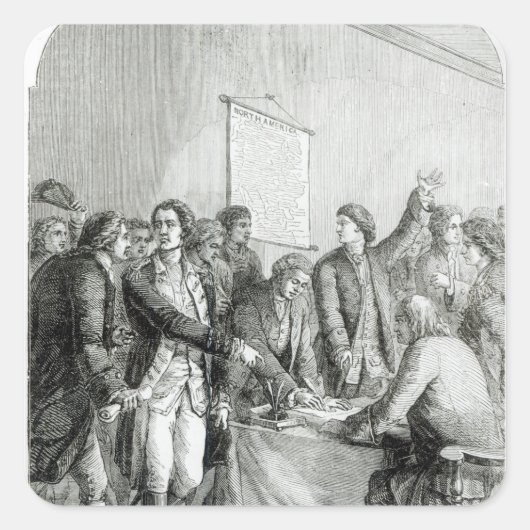 Sticker Carré Déclaration d'indépendance des États-Unis (Devant)