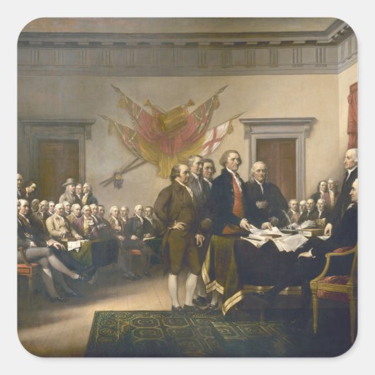 Sticker Carré Déclaration d'indépendance par John Trumbull 1819 (Devant)