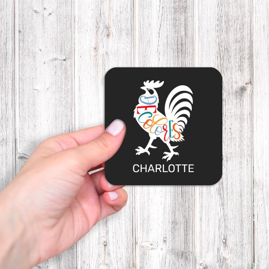 Sticker Carré DeColores Cursillo Rooster Blanc Silhouette