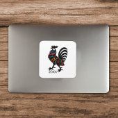 Sticker Carré DeColores Cursillo Rooster Noir Silhouette