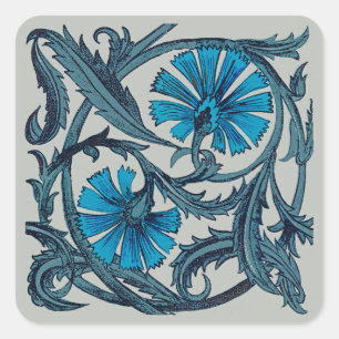 Sticker Carré Décor de carreaux rustiques d'art floral antique b