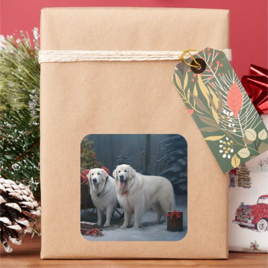 Sticker Carré Décor de Noël des Grands Pyrénées neige neige neig (vacances)