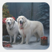 Sticker Carré Décor de Noël des Grands Pyrénées neige neige neig (Devant)