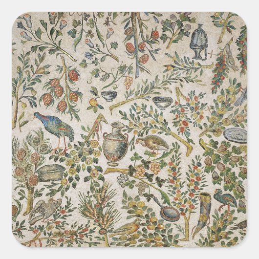 Sticker Carré Décor plafond avec fleurs et oiseaux (mosaïque) (Devant)