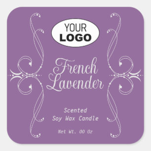 Sticker Carré Décor Plat Pastel Purple Fleuri Orné