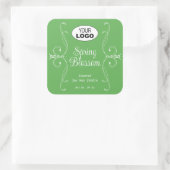 Sticker Carré Décor Plat Pastel Vert Fleuris Orné (Sac)