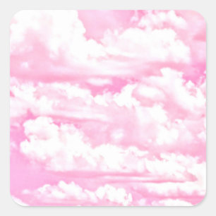 Sticker Carré Décor rose heureux mou de nuages