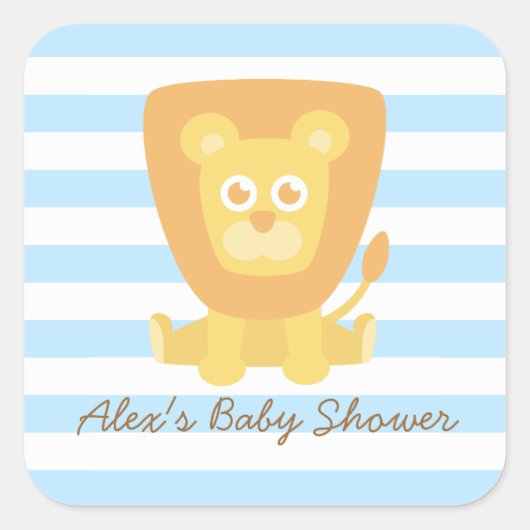 Sticker Carré Décoration Baby shower Lion (Devant)