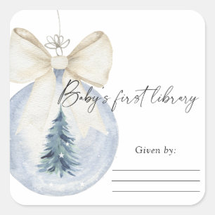 Sticker Carré Décoration d'arbre de Noël - Ex-libris Baby Shower