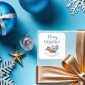 Sticker Carré Décoration de Noël Blanche Classique