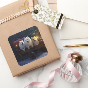 Sticker Carré Décoration de traîneau enneigé de l'Eskimo américa