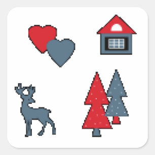 Sticker Carré Décorations de Noël, cadeau, décoration, greeti