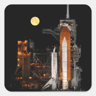 Sticker Carré Découverte de navette spatiale et lune
