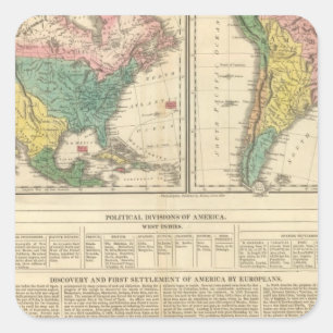 Sticker Carré Découverte européenne de carte d'atlas de