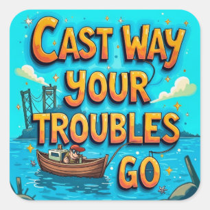 Sticker Carré Découvrez la joie de la pêche