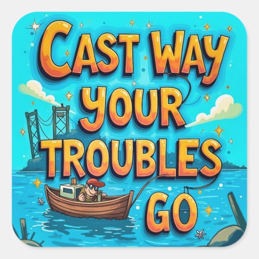 Sticker Carré Découvrez la joie de la pêche (Devant)