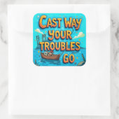 Sticker Carré Découvrez la joie de la pêche (Sac)