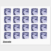 Sticker Carré Dedham Blue Rabbit, Classic Blue & White Design (Feuille)