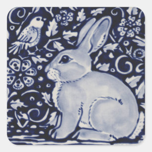 Sticker Carré Dedham Blue & White Rabbit céramique Carrelage cad
