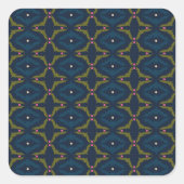 Sticker Carré Deep Blue Retro Vintage Pattern  (Devant)