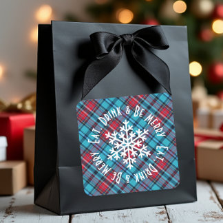 Sticker Carré Deep Indigo, Aqua, Rouge & Teintes de Carreaux Ble